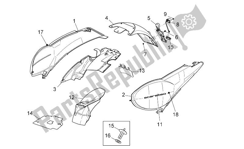 Todas las partes para Cuerpo Trasero I de Aprilia Scarabeo 125 200 IE Light 2009