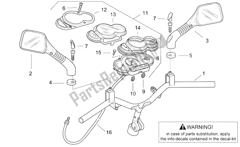 All parts for the Handlebar - Dashboard of the Aprilia SR 50 H2O 1997