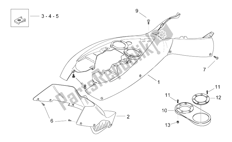 All parts for the Central Body Ii of the Aprilia Area 51 1998