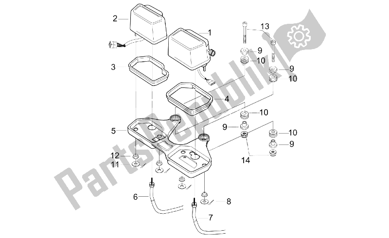 All parts for the Dashboard of the Aprilia RX 50 2003