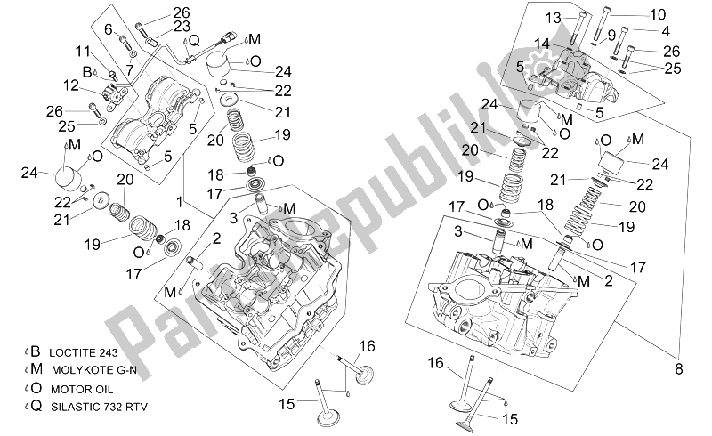 Todas as partes de Cabeça De Cilindro E Válvulas do Aprilia RSV Mille 1000 1998