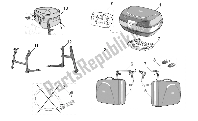 Todas las partes para Acc.-top / Cases, Maletas Laterales Var de Aprilia Pegaso 650 IE 2001