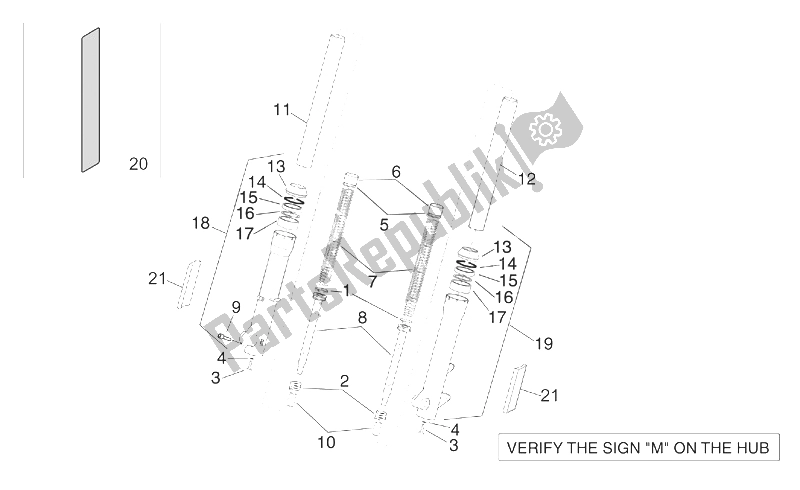 Alle Teile für das Marzocchi Vordergabel - Naben, Ärmel des Aprilia Scarabeo 125 150 200 ENG Rotax 1999