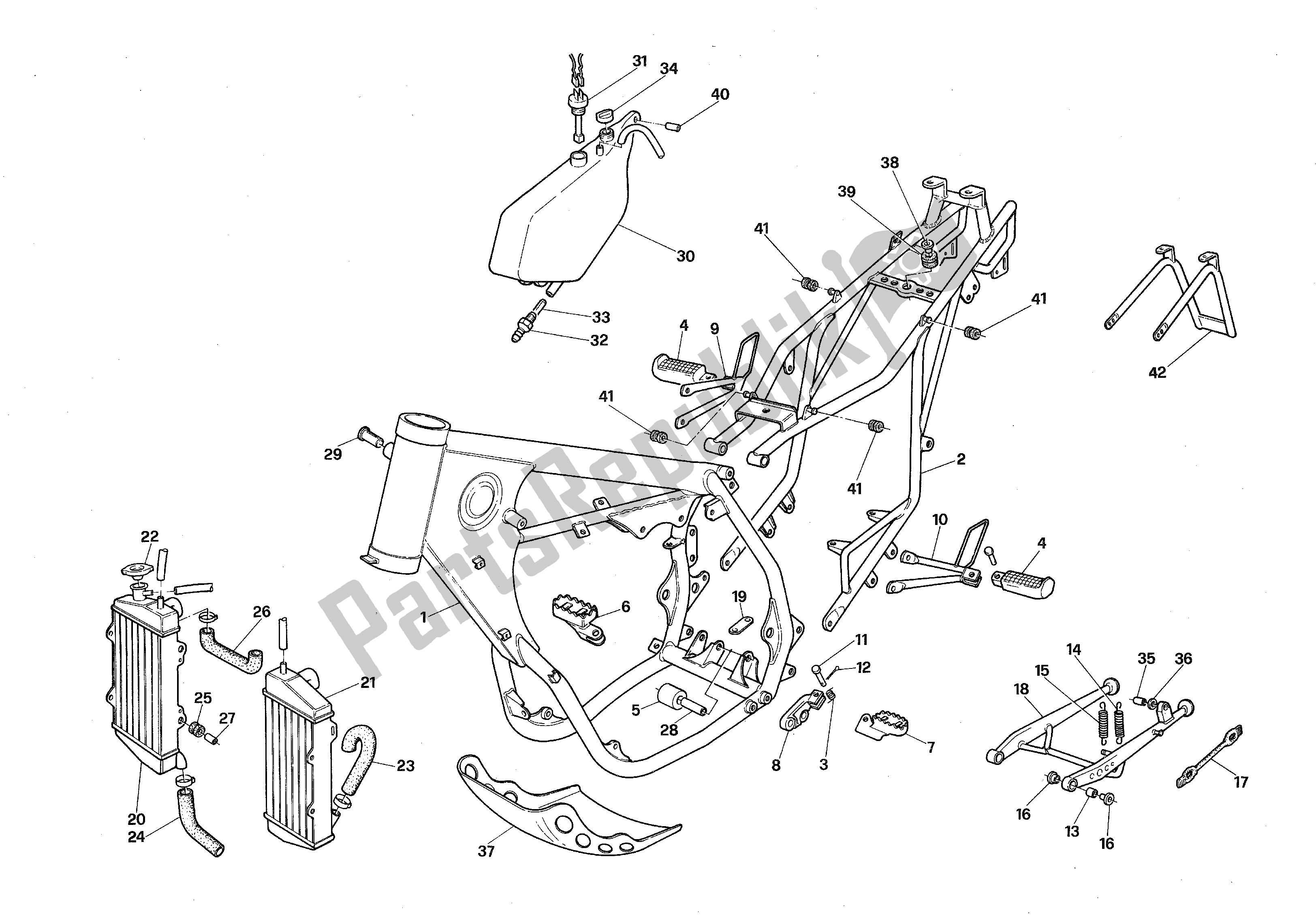 Tutte le parti per il Telaio del Aprilia RX 125 1989