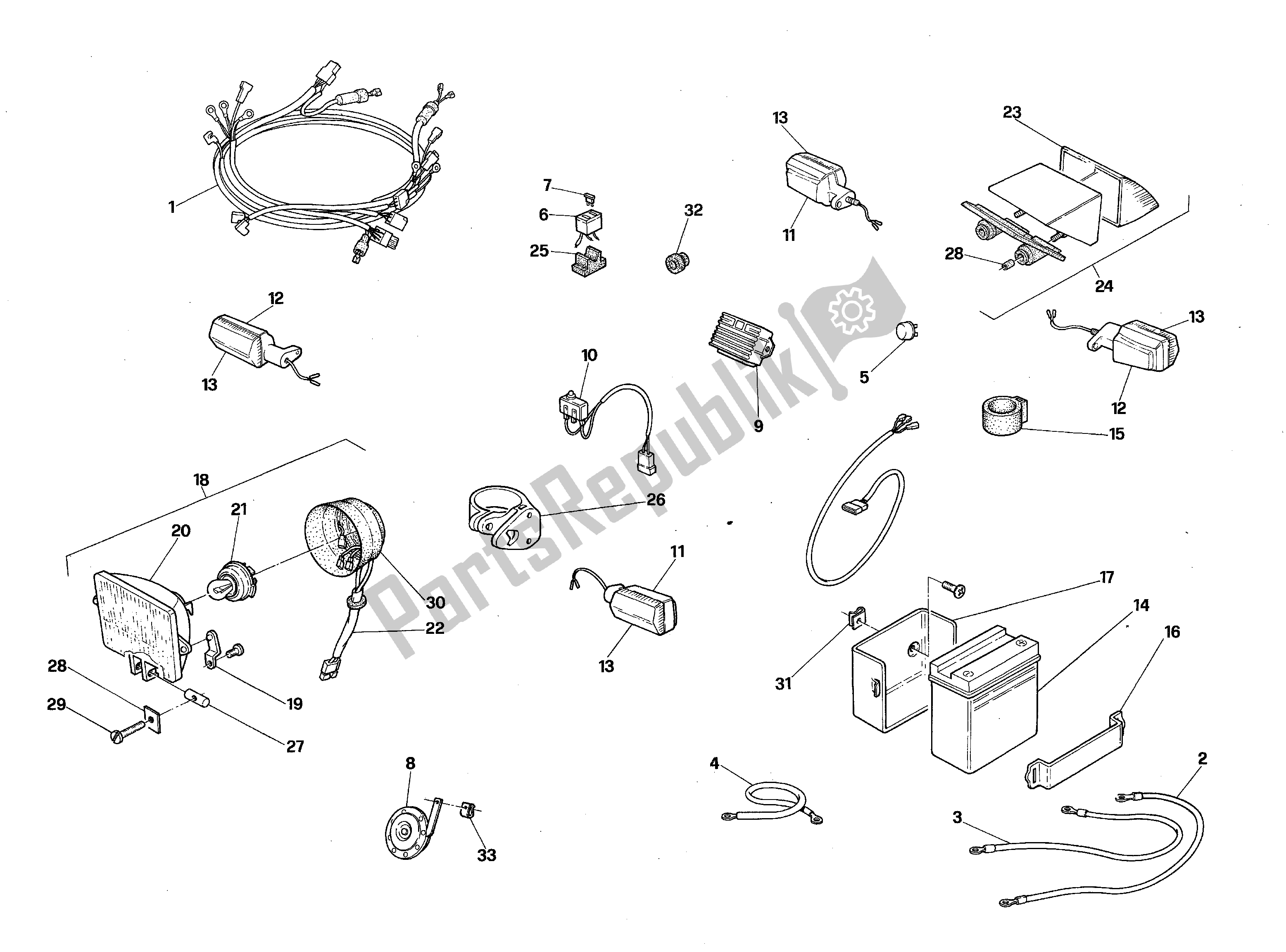 All parts for the Electrical System of the Aprilia RX 125 1989