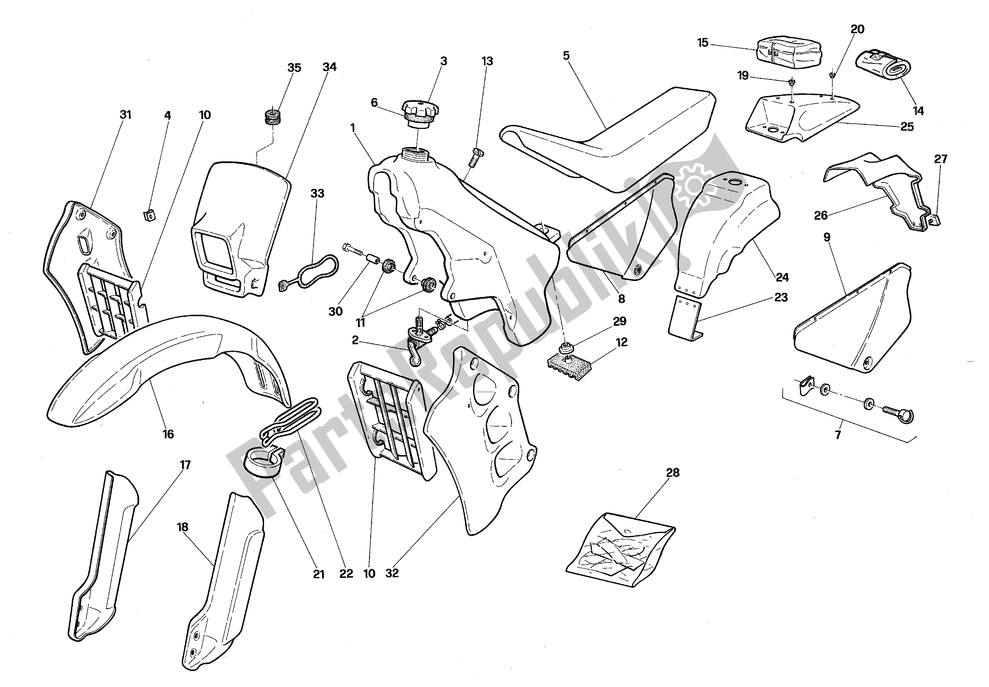 Tutte le parti per il Corpo del Aprilia RX 125 1989