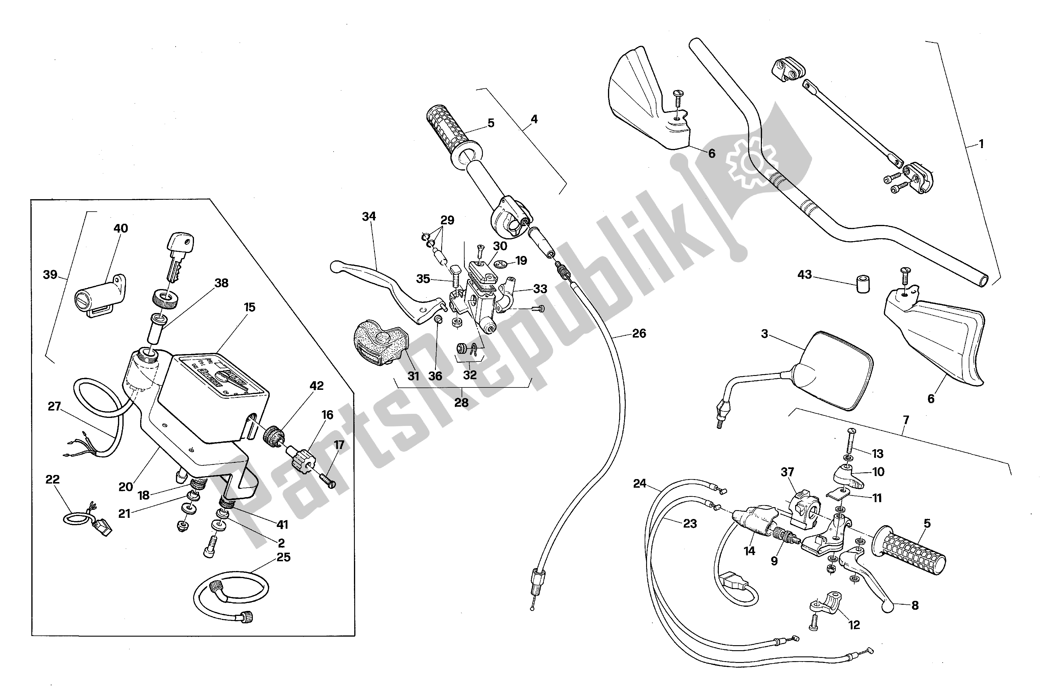 Todas las partes para Manejar Barras Y Comandos de Aprilia RX 125 1989