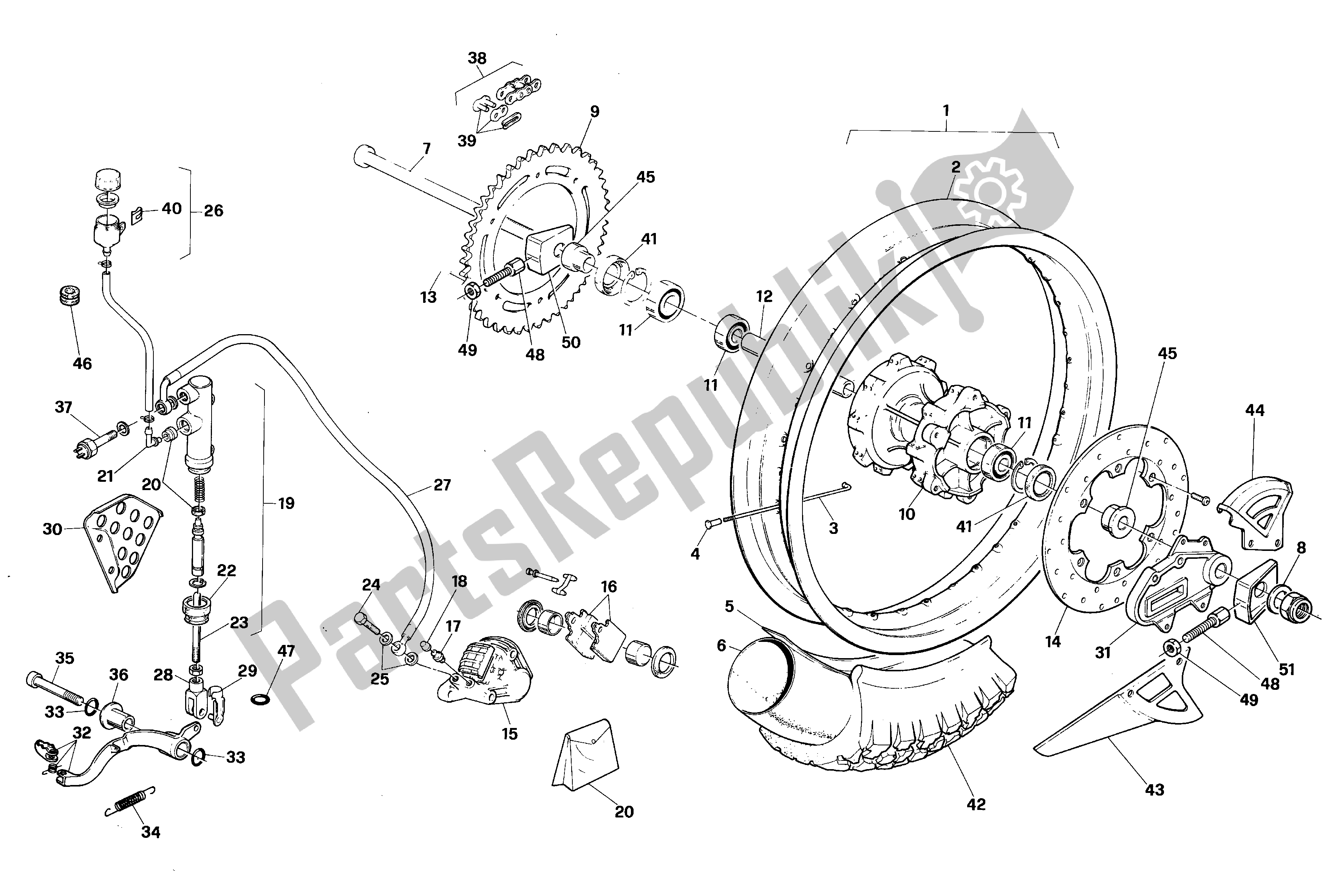 Todas las partes para Rueda Trasera de Aprilia RX 125 1991