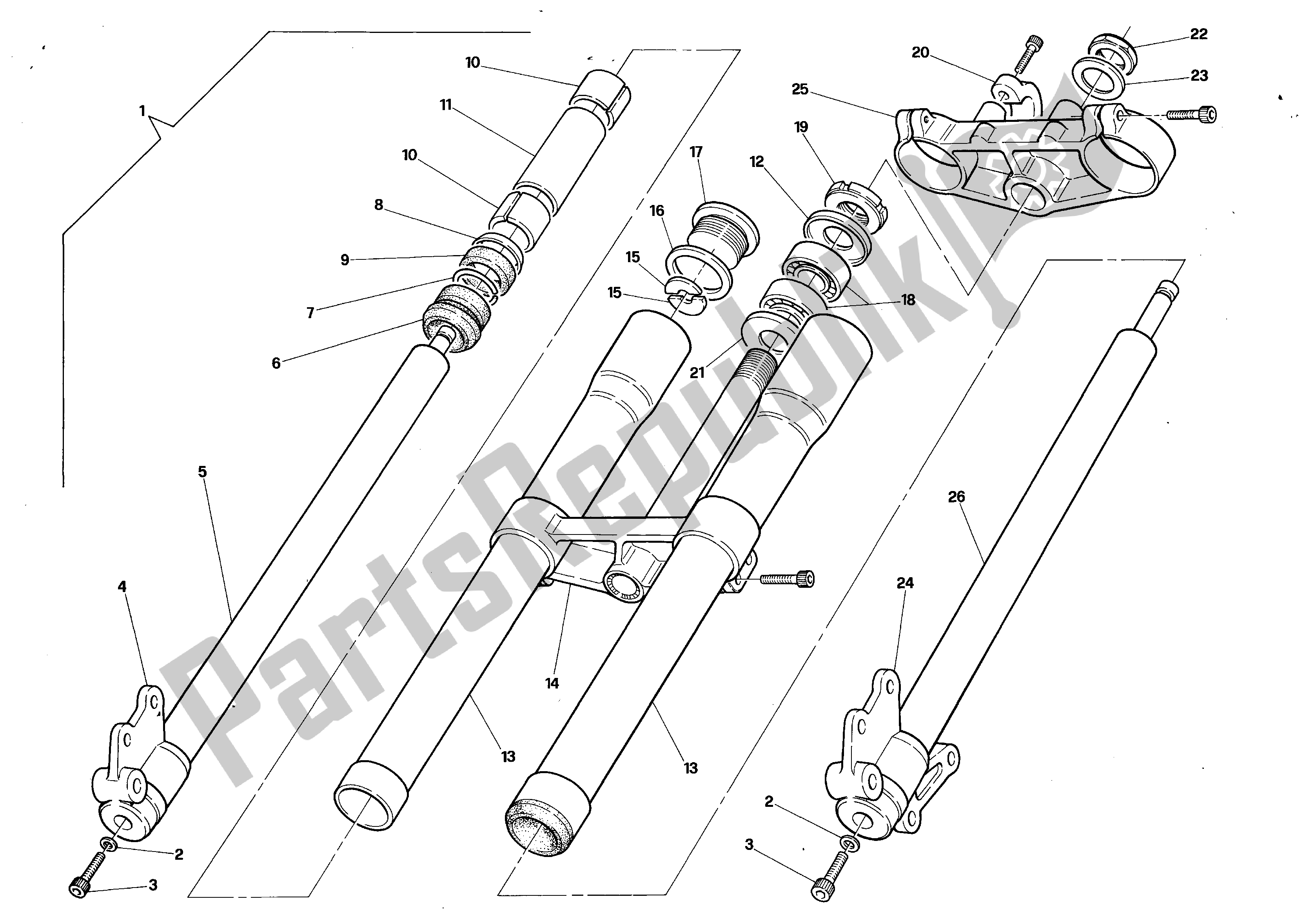 Todas as partes de Garfo Dianteiro do Aprilia RX 125 1991