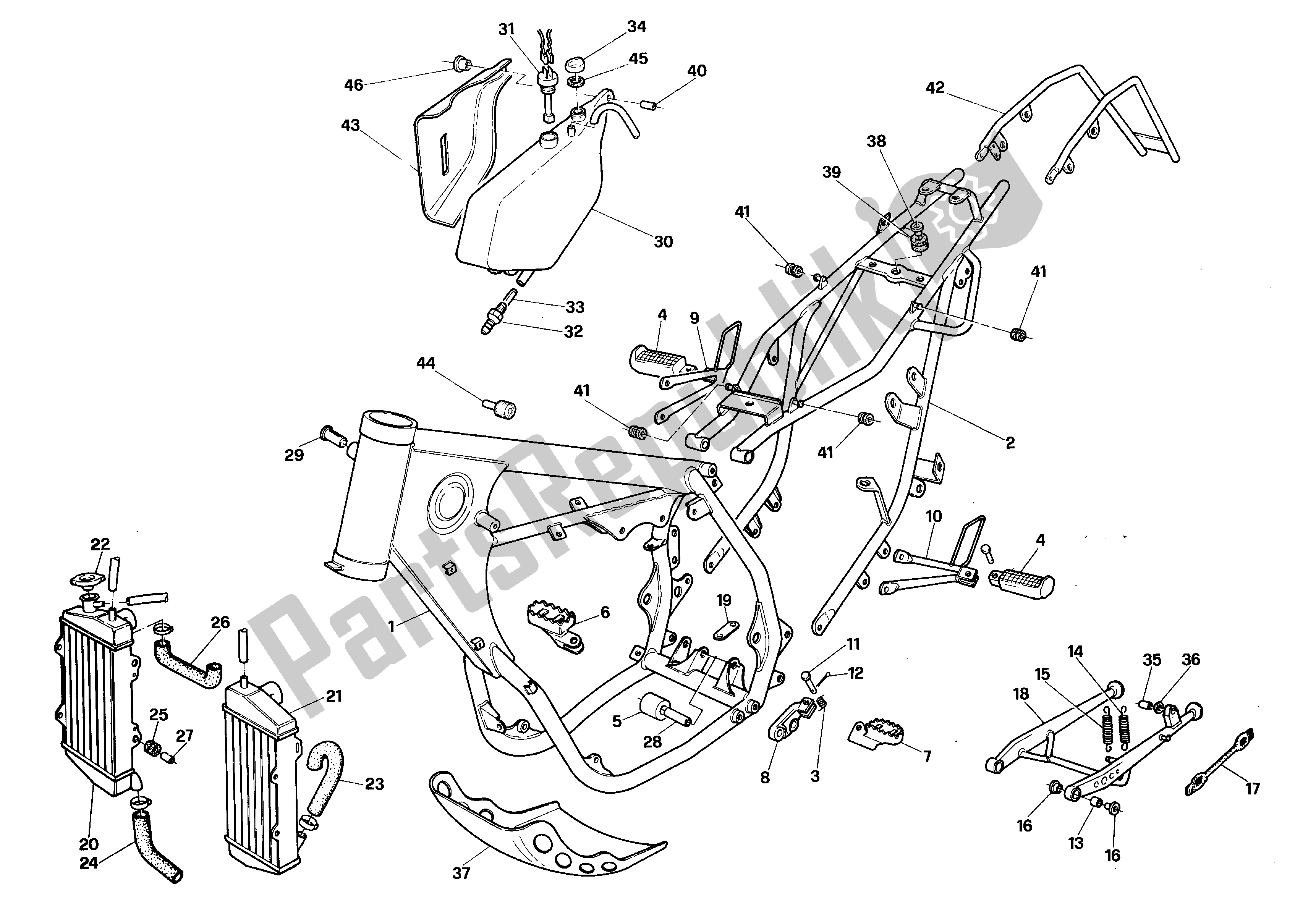 All parts for the Frame of the Aprilia RX 125 1991