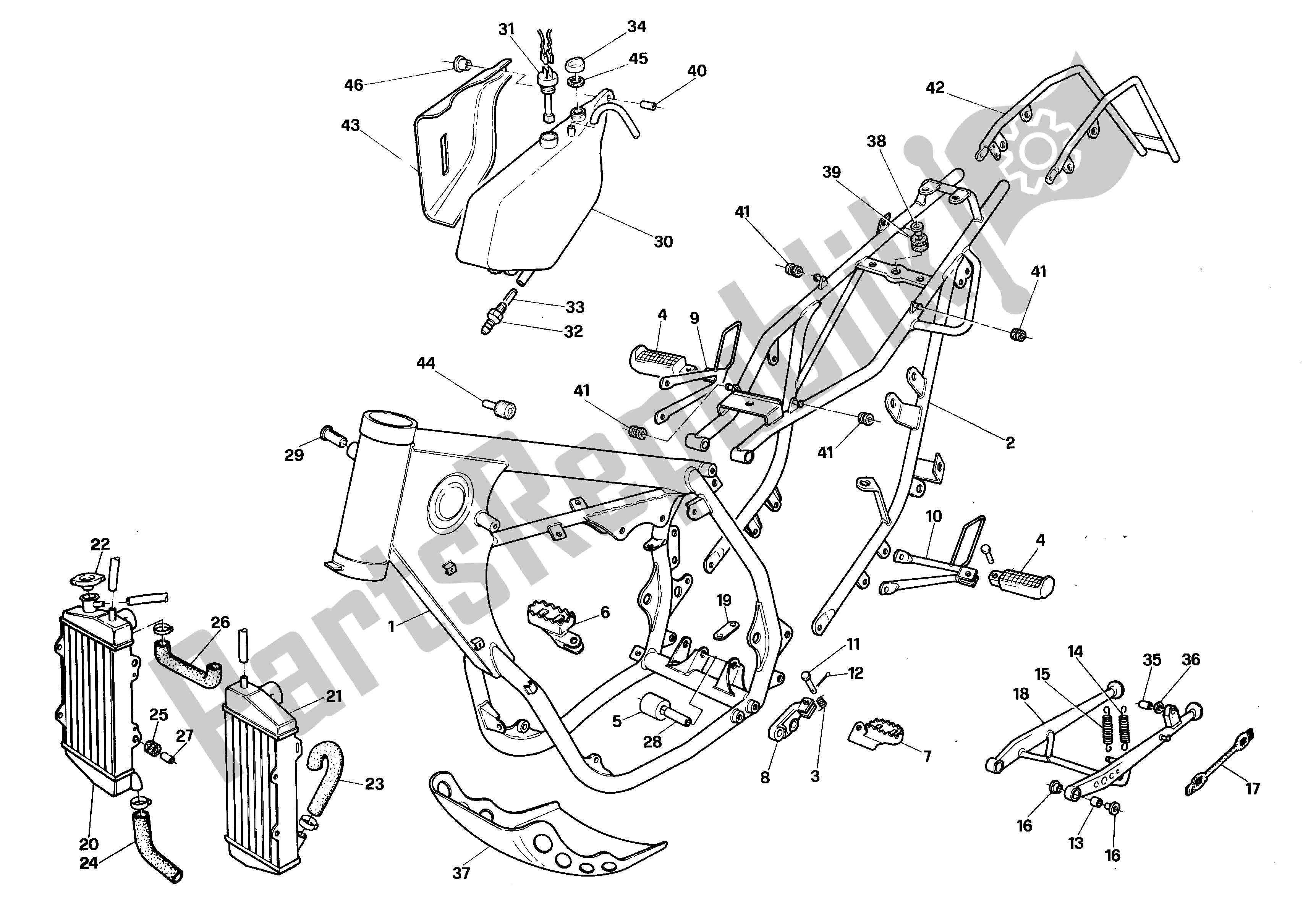 Tutte le parti per il Telaio del Aprilia RX 125 1991