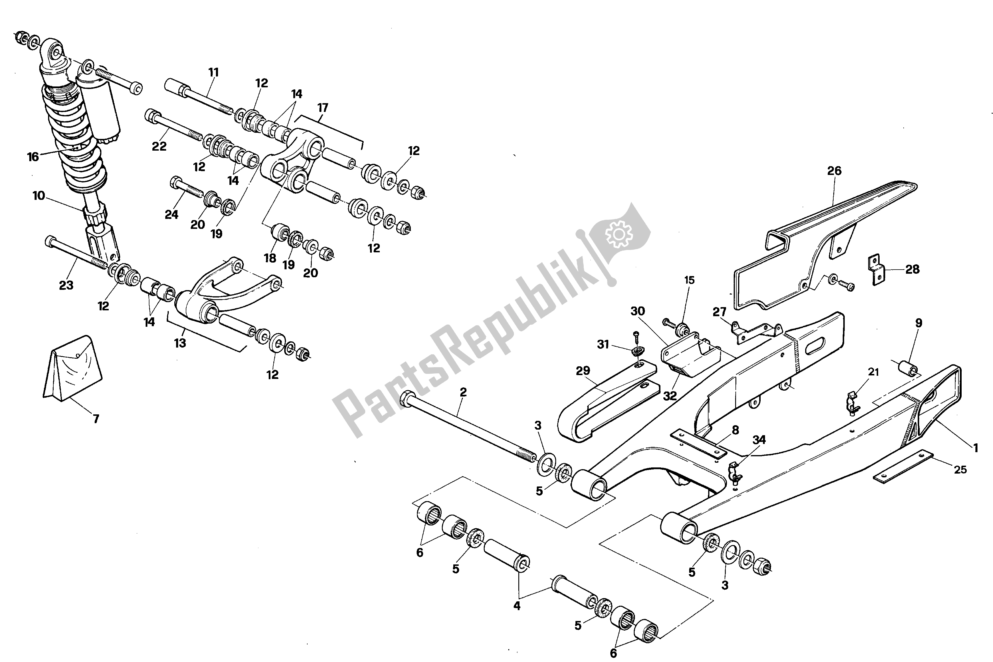 Toutes les pièces pour le Fourche Et Suspension Arrière du Aprilia Tuareg 125 1989 - 1992