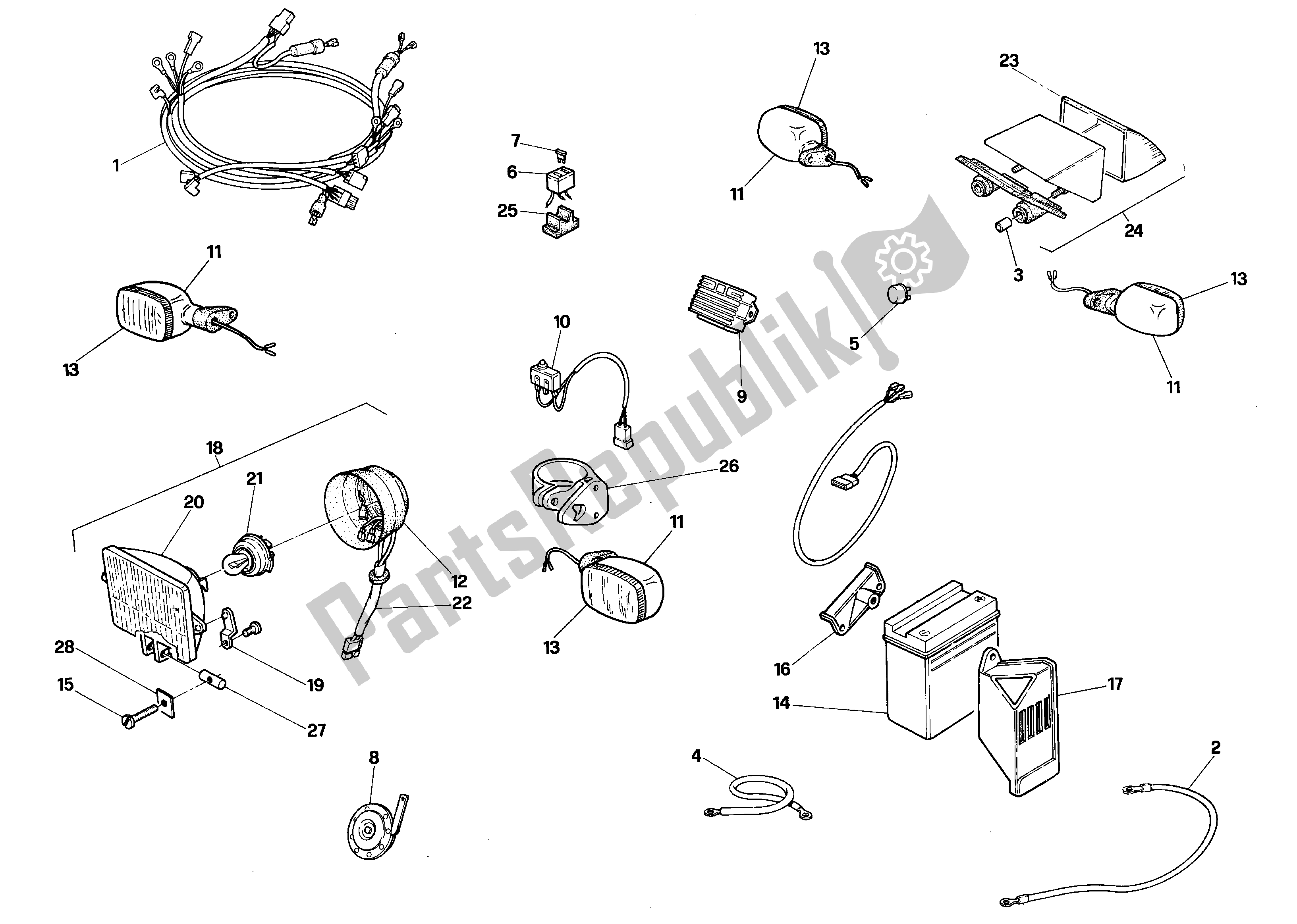 Wszystkie części do Uk? Ad Elektryczny Aprilia RX 125 1989 - 1993