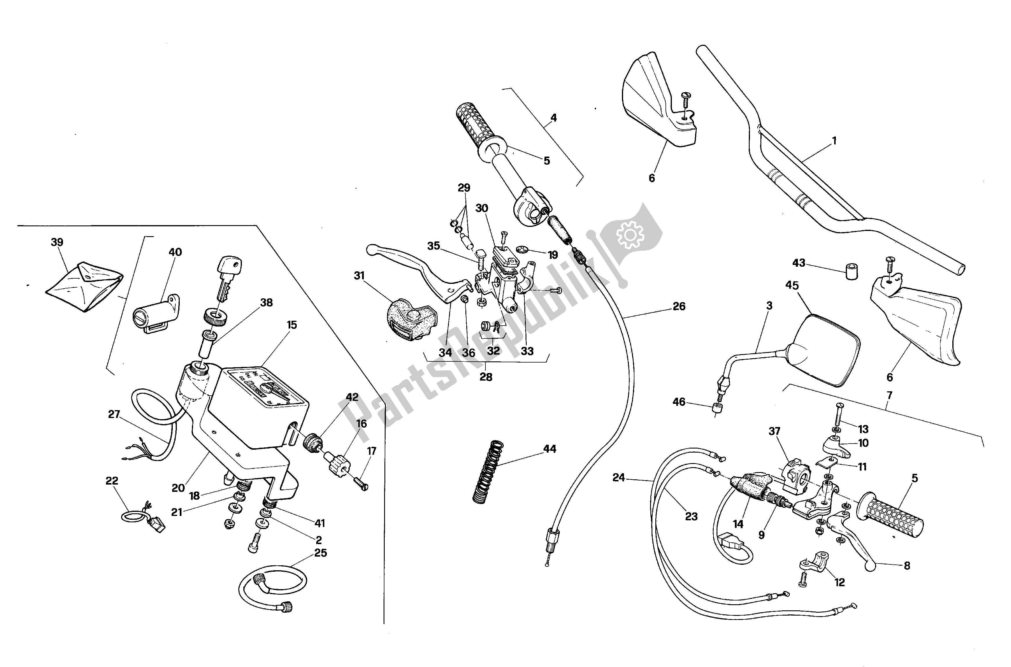 Tutte le parti per il Manubrio E Comandi del Aprilia RX 125 1989 - 1993