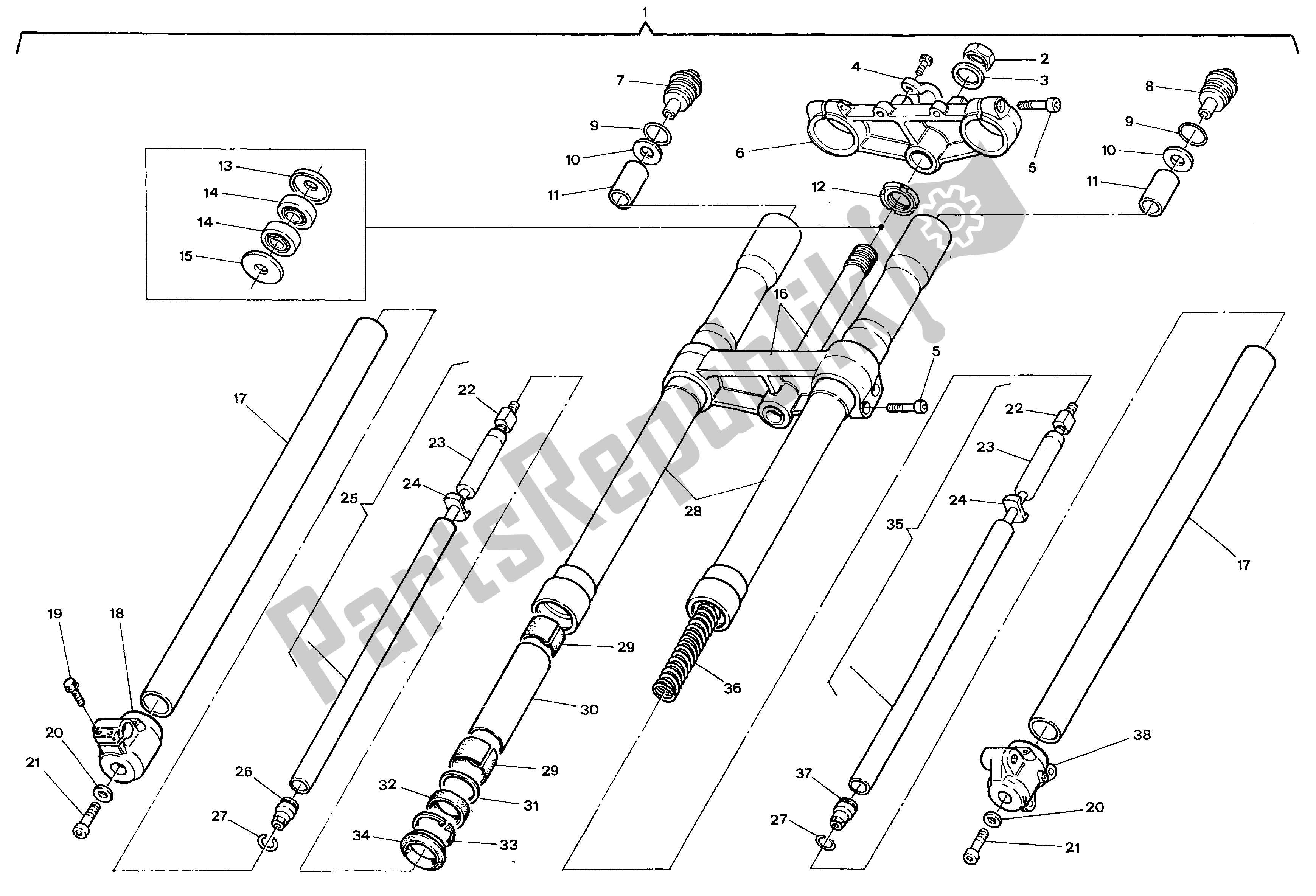 Todas las partes para Tenedor Frontal de Aprilia RX 125 1994 - 1998