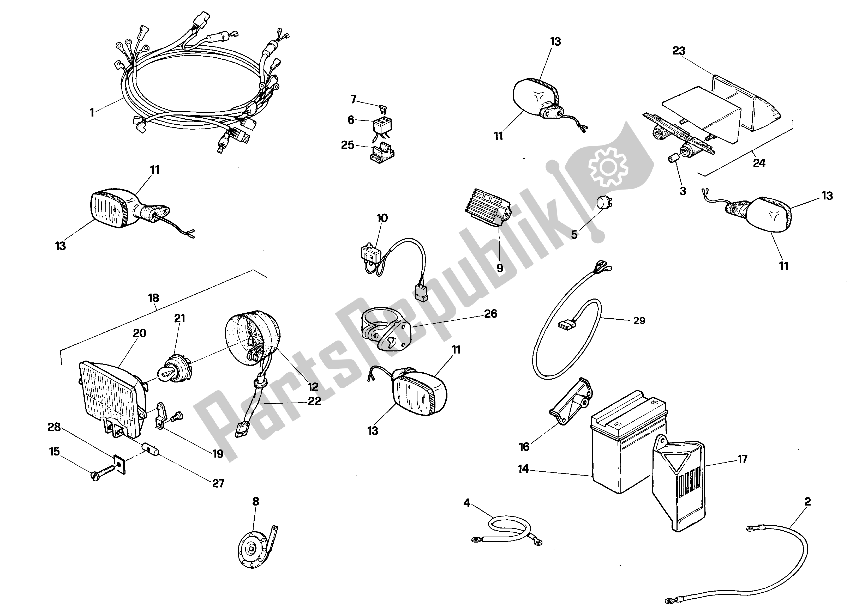 All parts for the Electrical System of the Aprilia RX 125 1994 - 1998
