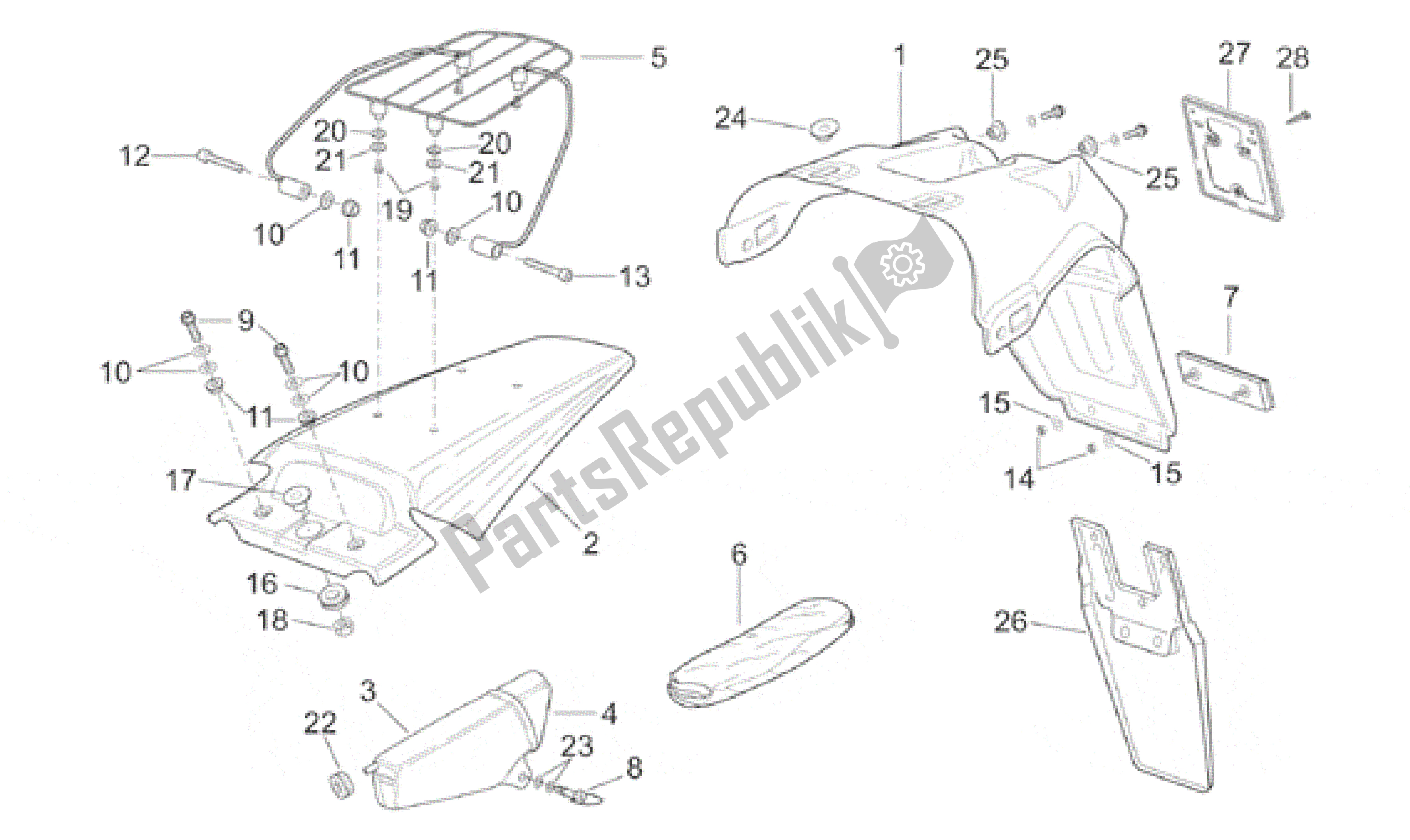 Alle Teile für das Hintere Karosserie des Aprilia ETX 125 1999 - 2001