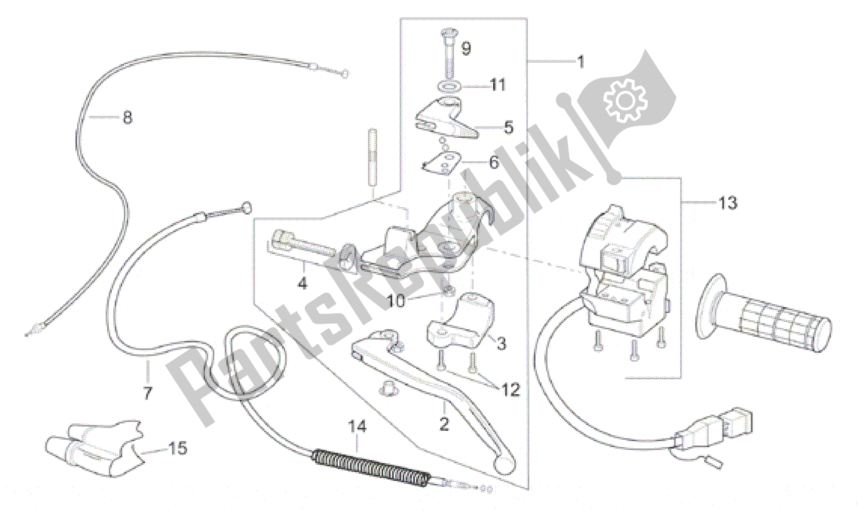 Todas as partes de Lh Controles do Aprilia ETX 125 1999 - 2001