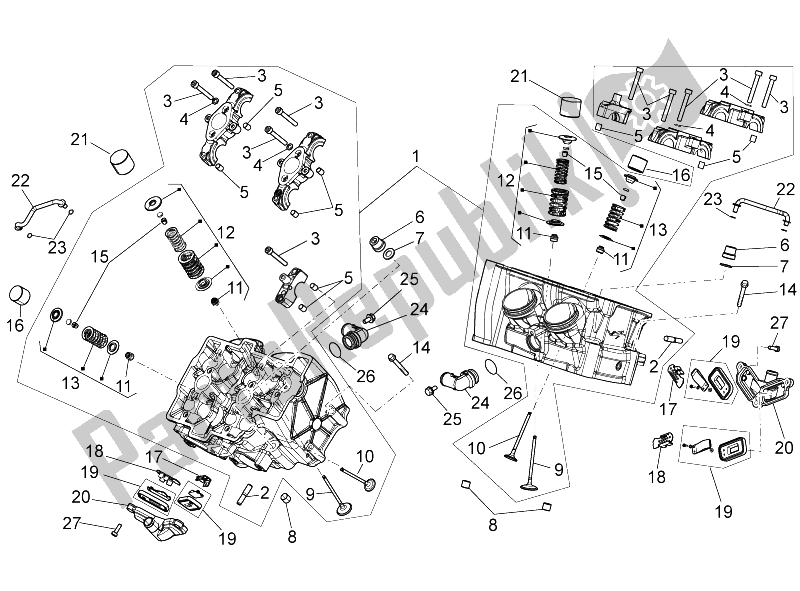 All parts for the Cylinder Head - Valves of the Aprilia Tuono V4 1100 RR 2015