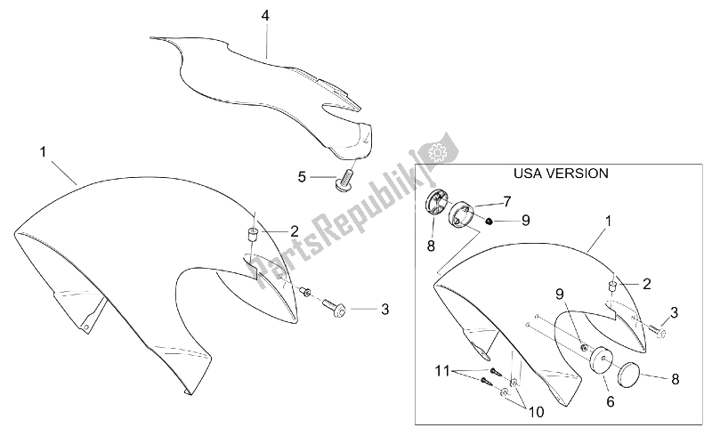 Tutte le parti per il Corpo Anteriore Iv del Aprilia SR 50 H2O Ditech Carb 2000