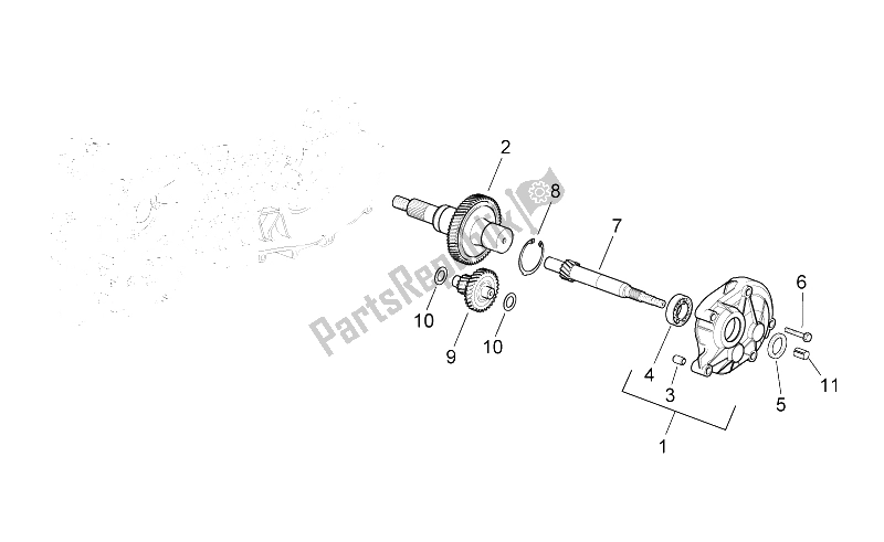 Alle Teile für das Getriebe Achsantrieb des Aprilia SR 50 H2O NEW IE Carb 2004