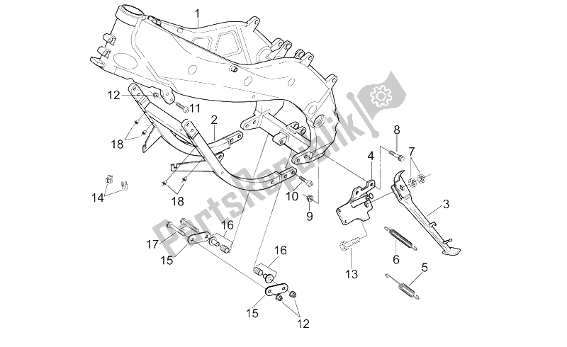 All parts for the Frame of the Aprilia RS 250 1998