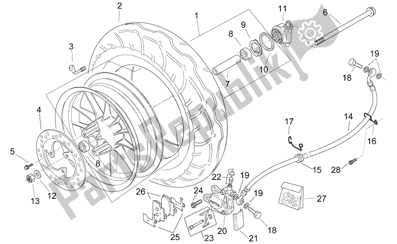 Tutte le parti per il Ruota Anteriore del Aprilia Mojito 125 E3 2008