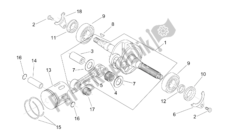 Toutes les pièces pour le Vilebrequin - Piston du Aprilia Scarabeo 100 2T ENG Yamaha 2000