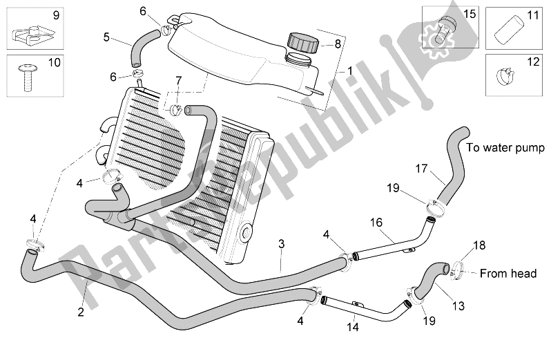 Todas as partes de Sistema De Refrigeração do Aprilia Sport City Cube 250 300 IE E3 2008