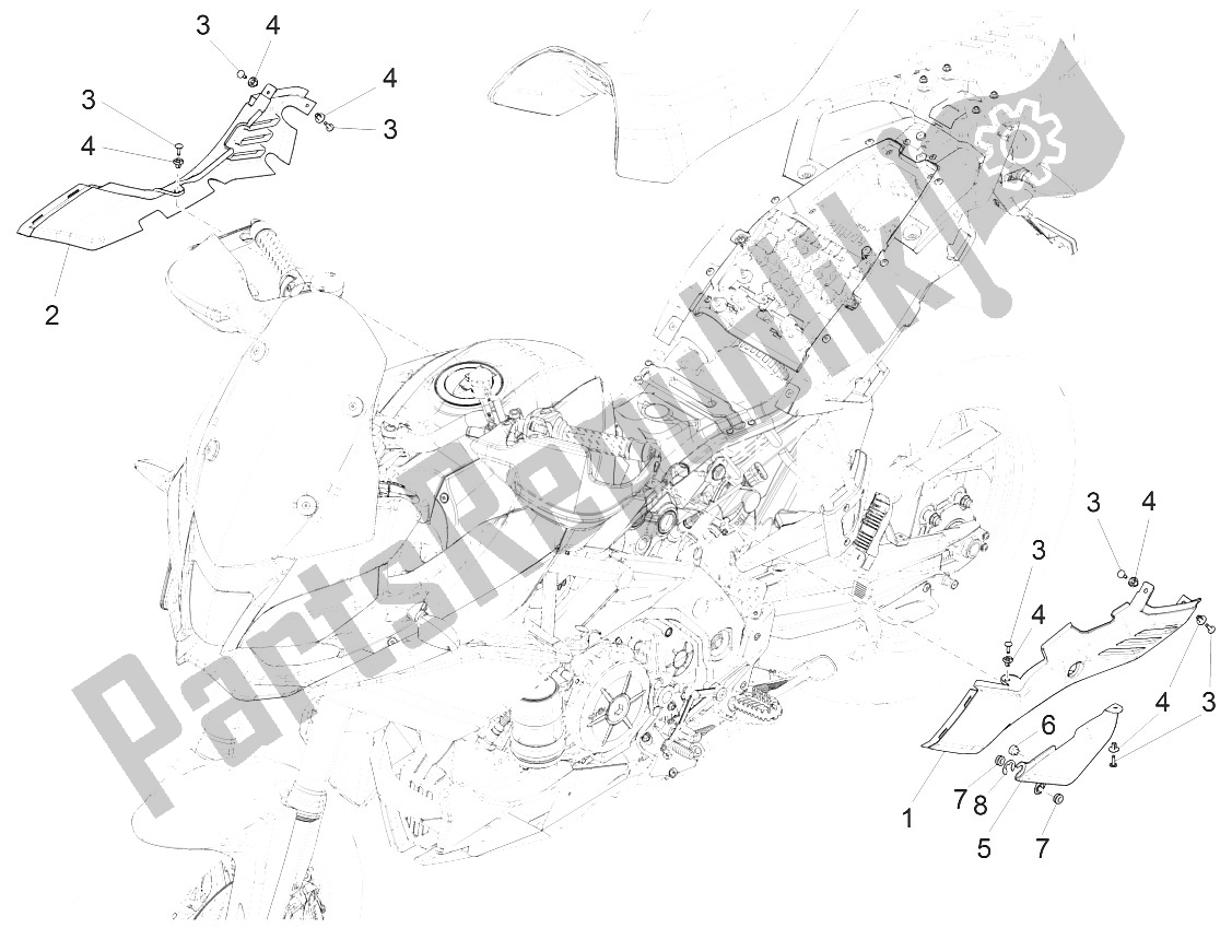 All parts for the Central Body of the Aprilia Caponord 1200 EU 2013