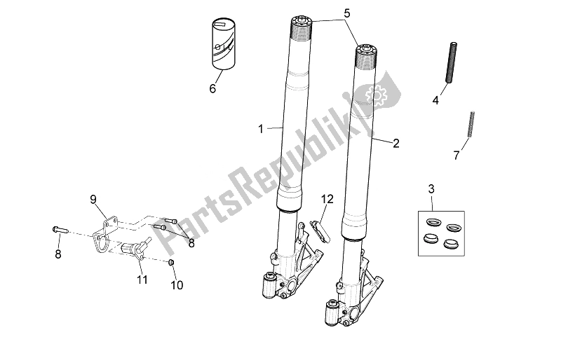 All parts for the Front Fork of the Aprilia RSV4 Aprc Factory STD SE 1000 2011