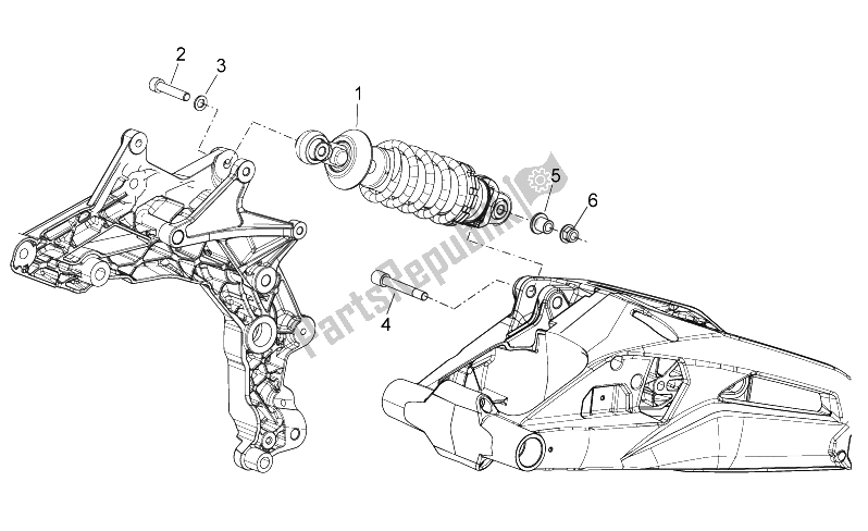 All parts for the Rear Shock Absorber of the Aprilia Shiver 750 GT 2009