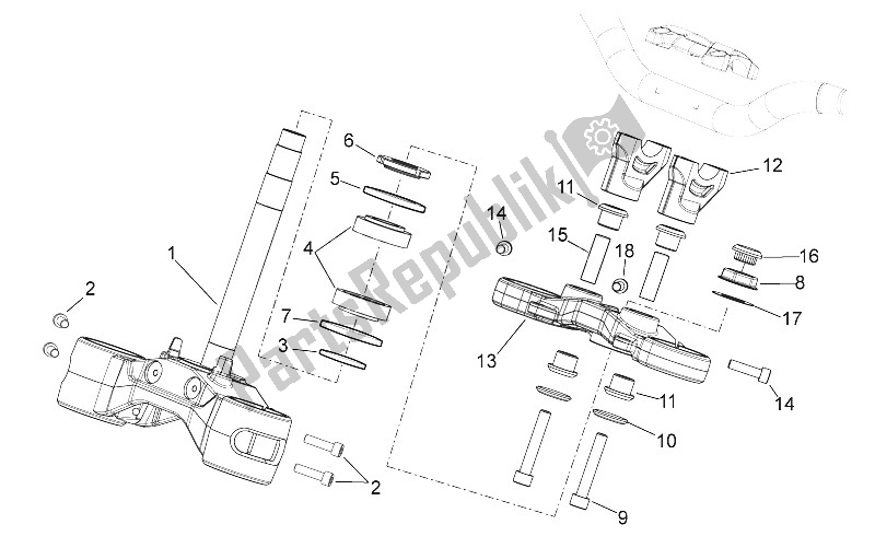 Alle onderdelen voor de Sturen van de Aprilia Shiver 750 USA 2015