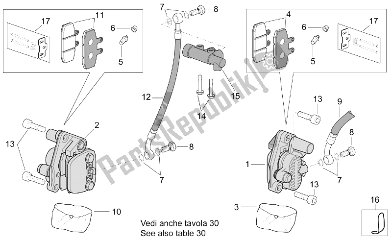 All parts for the Front Brake Caliper of the Aprilia Scarabeo 500 2003