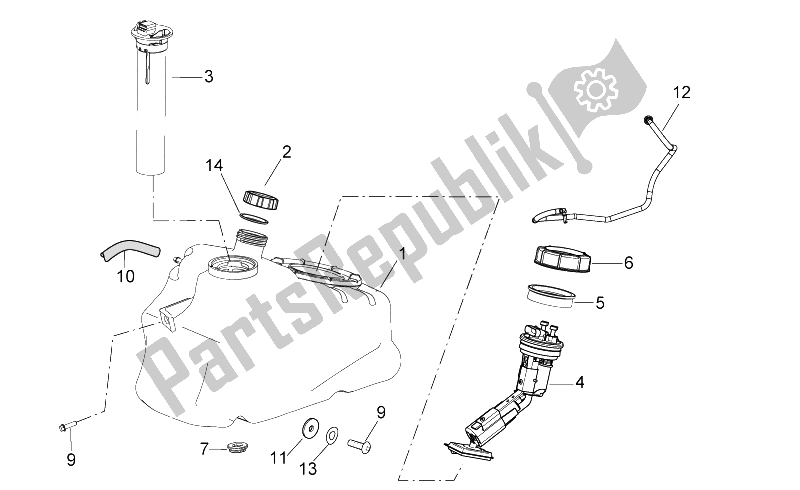 Wszystkie części do Zbiornik Paliwa Aprilia Scarabeo 300 Light E3 2009