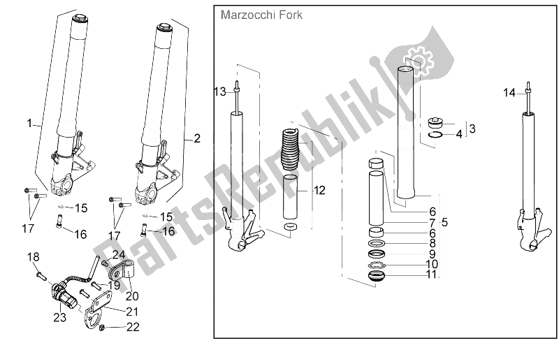 Toutes les pièces pour le Fourche Avant Ii du Aprilia Shiver 750 PA 2015