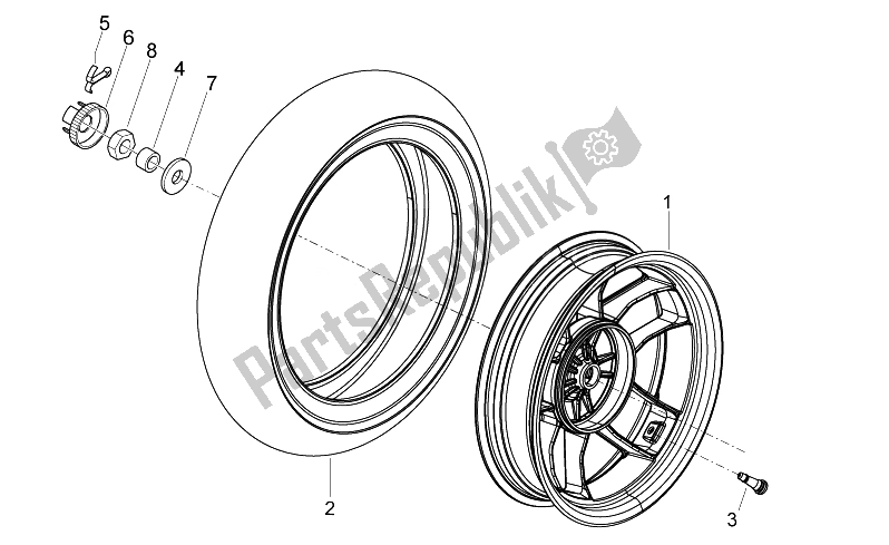 All parts for the Rear Wheel of the Aprilia Sport City ONE 50 4T 4V 2011
