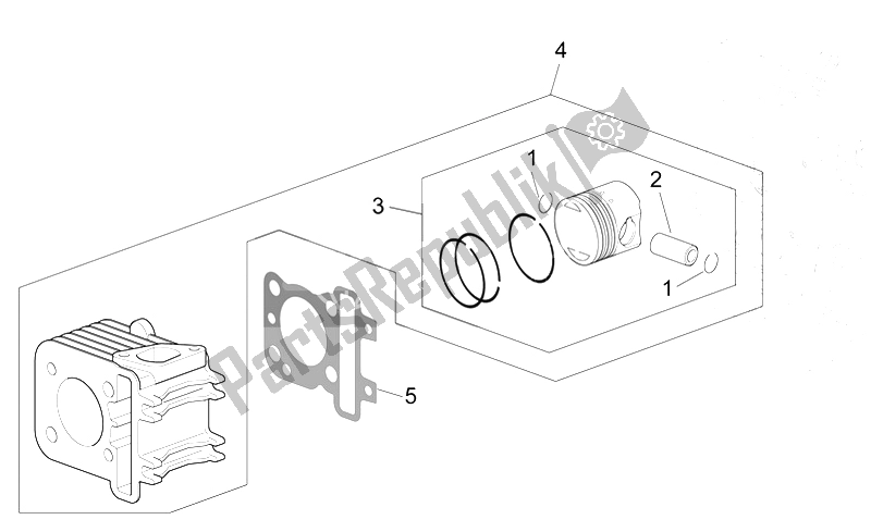 All parts for the Cylinder - Piston of the Aprilia Scarabeo 100 4T E3 2006