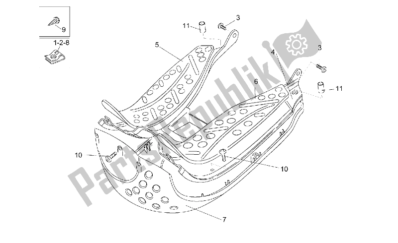 All parts for the Central Body Ii of the Aprilia Rally 50 H2O 1996