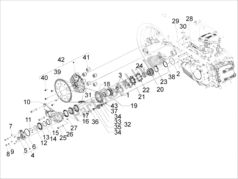 Alle onderdelen voor de Transmissie Assemblage van de Aprilia SRV 850 4T 8V E3 2012