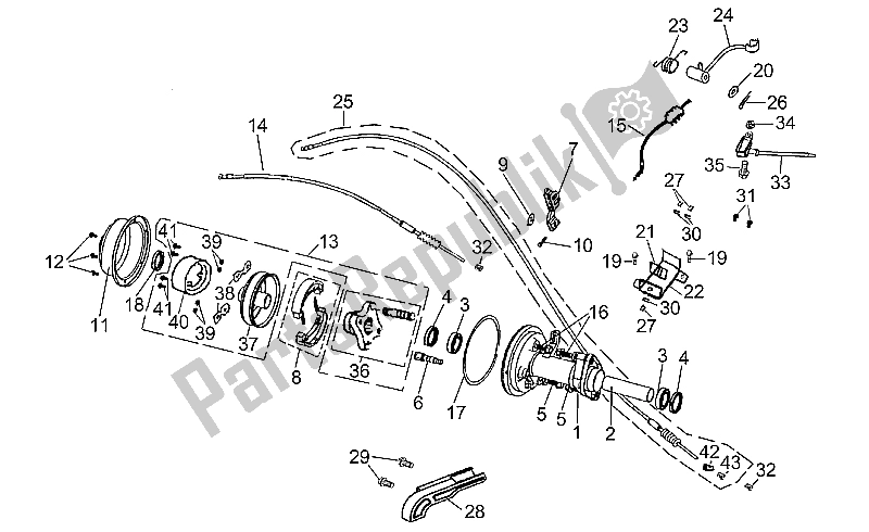 All parts for the Rear Brake of the Aprilia Quasar 125 180 2003