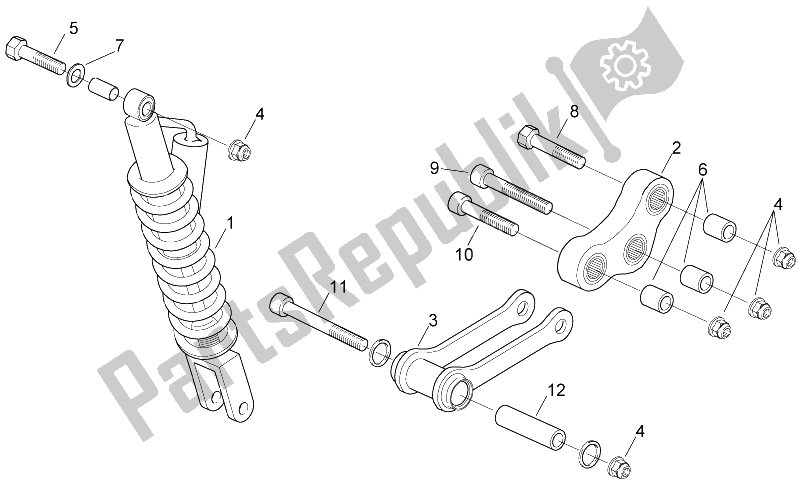 All parts for the Rear Shock Absorber of the Aprilia RX 50 2003