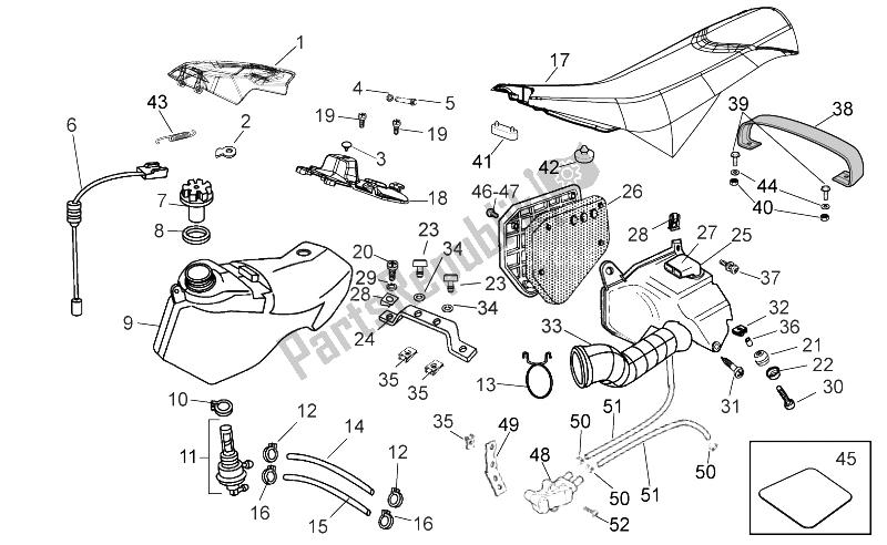 Alle onderdelen voor de Benzinetank van de Aprilia SX 50 2014