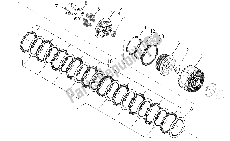 All parts for the Clutch Ii of the Aprilia Dorsoduro 1200 2010