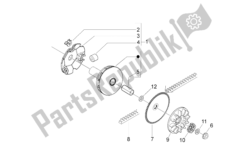 Toutes les pièces pour le Poulie Motrice du Aprilia SR Motard 50 2T E3 2012