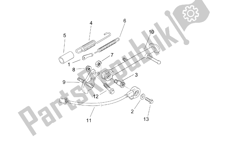 Alle onderdelen voor de Centrale Standaard van de Aprilia RS 125 Tuono 2003