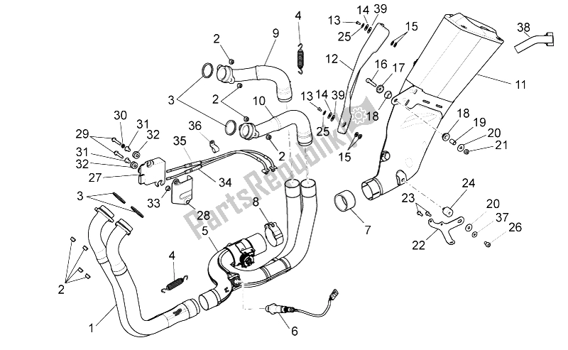 All parts for the Exhaust Pipe of the Aprilia RSV4 R 1000 2009