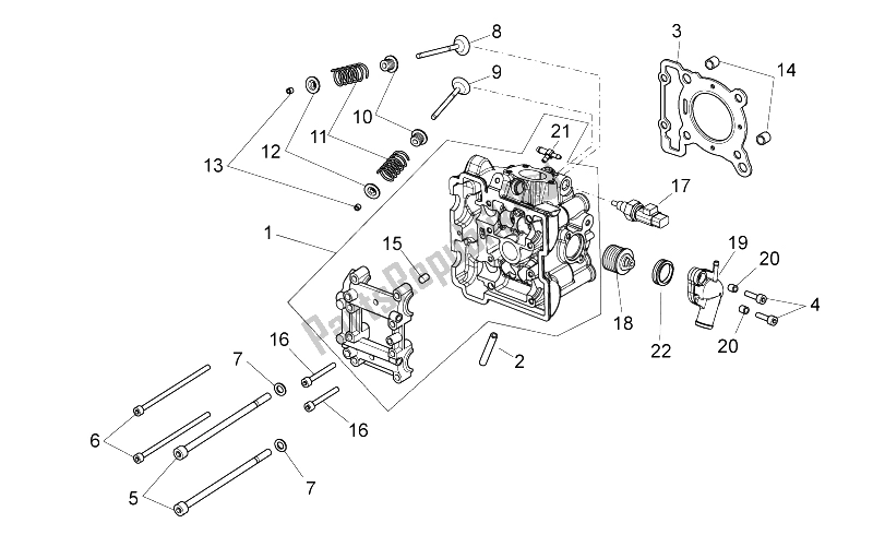 Tutte le parti per il Testata del Aprilia Scarabeo 125 200 IE Light 2009