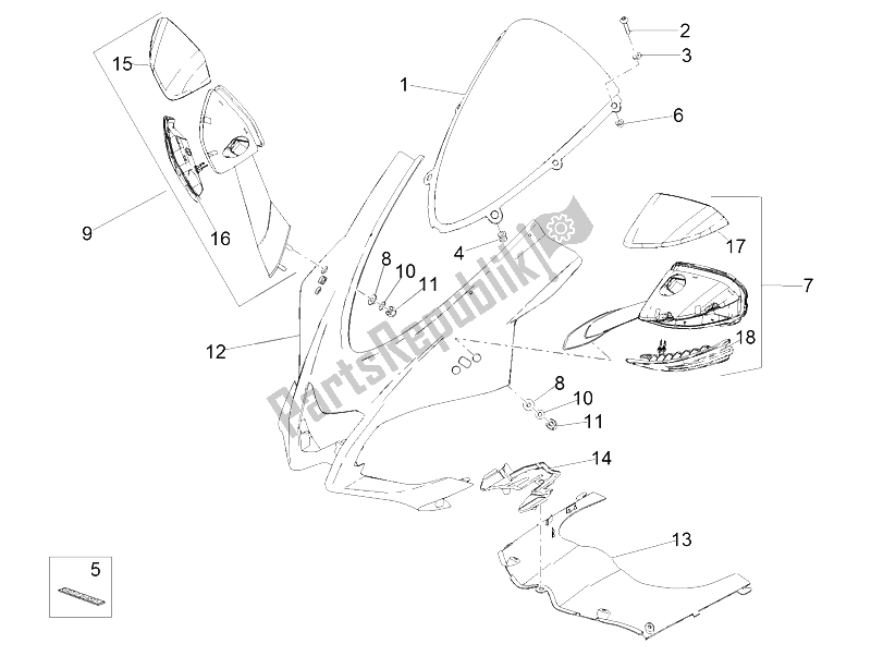 All parts for the Front Fairing of the Aprilia RSV4 RR Europe 1000 2016