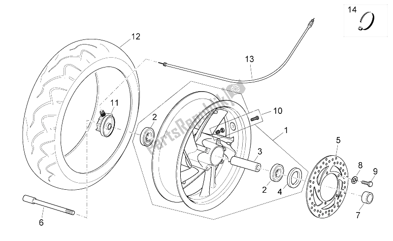 Toutes les pièces pour le Roue Avant du Aprilia Atlantic 125 E3 2010